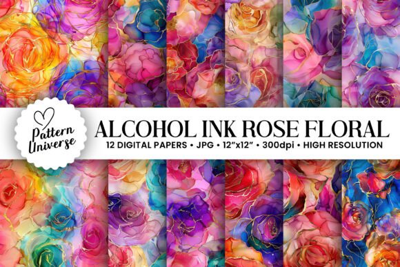 Alcohol Ink Roses Seamless Patterns: A Creative Resource for Crafting and Design