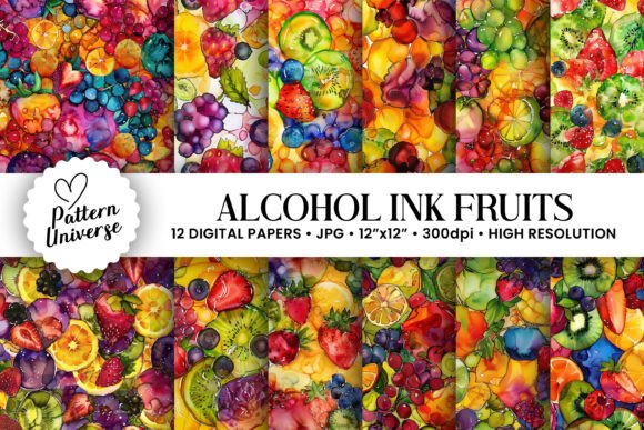 Alcohol Ink Summer Fruits Patterns: A Versatile Craft Resource for Creative Projects