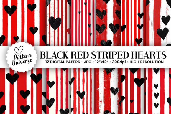 Black Red Stripes Hearts Patterns: A Versatile Design Trend for Creative Projects