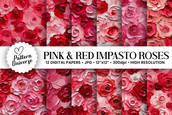 Bold Oil Paint Roses Seamless Patterns