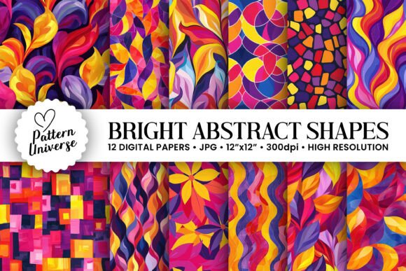 Bright Abstract Shapes Seamless Patterns