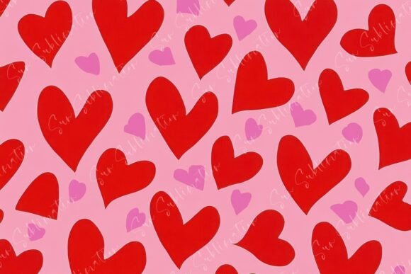 Colorful Heart Patterns on a Pink