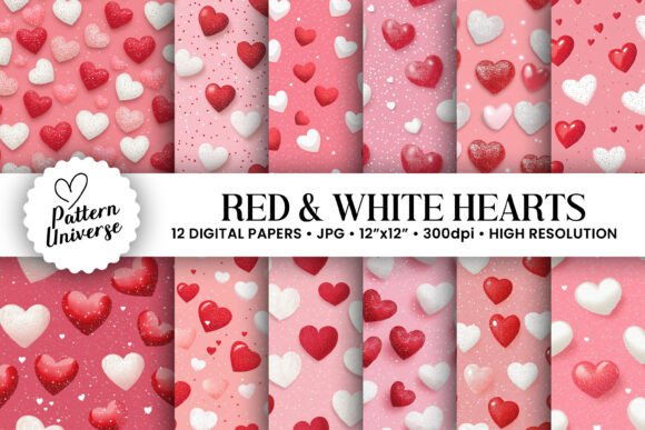 Enhancing Creativity with Red White Glitter Hearts Patterns in Modern Design