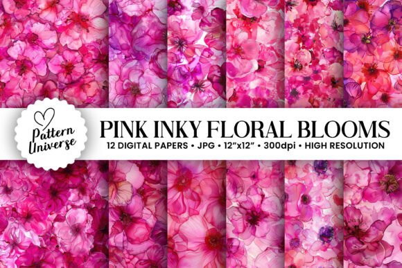 Exploring the Vibrant World of Hot Pink Inky Floral Bloom Patterns