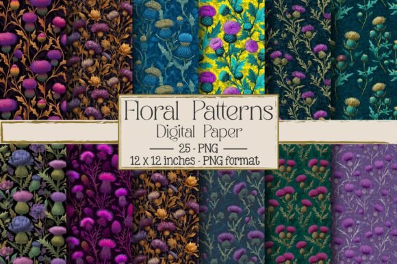Floral Patterns - Thistles: Creative Possibilities in PNG Format