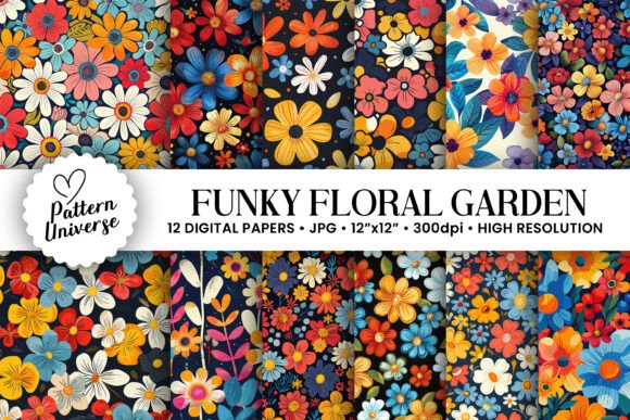 Funky Floral Garden Seamless Patterns: A Versatile Resource for Creative Projects