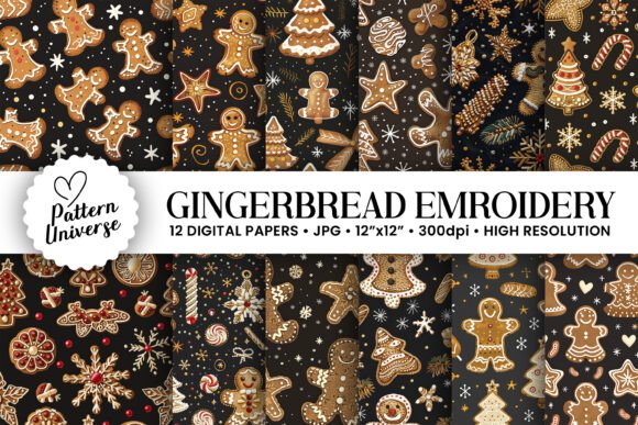 Gingerbread Embroidery Seamless Patterns: A Creative Asset for Diverse Projects
