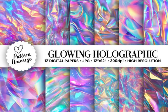 Glowing Holographic Seamless Patterns: A Modern Design Asset