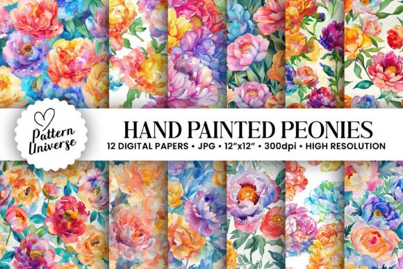 Hand Painted Watercolor Peonies Patterns: A Creative Resource for Crafting and Design