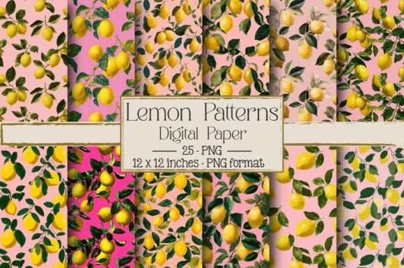 Lemon Patterns on Pink – A Vibrant Design Resource for Creative Projects
