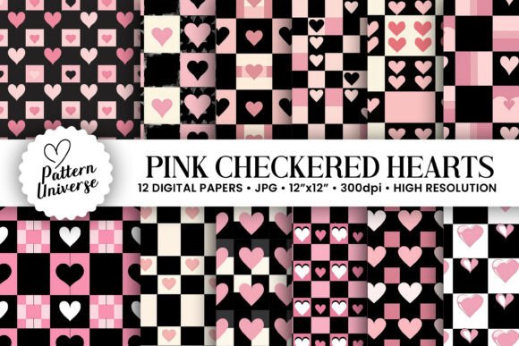 Pink Black Checkered Heart Patterns: A Creative Must-Have