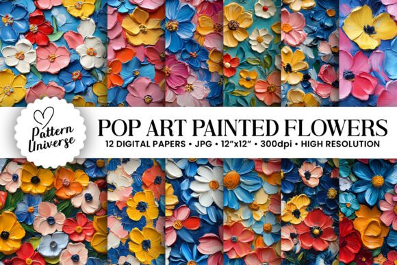 Pop Art Impasto Painted Floral Patterns