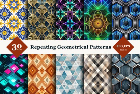 Repeating Geometric Seamless Patterns for Modern Design