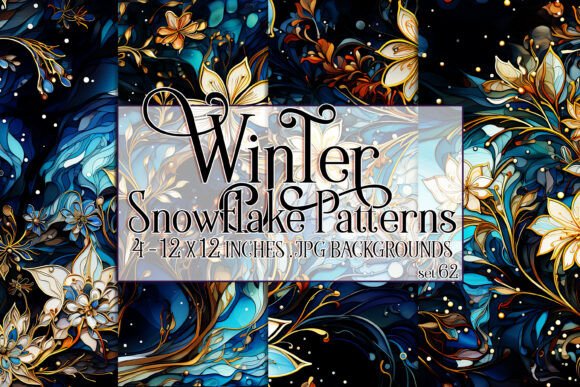 Watercolor Winter Snowflake Patterns 62