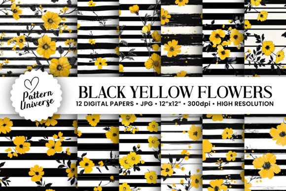 Yellow Black Striped Flower Patterns: A Bold and Versatile Design Choice
